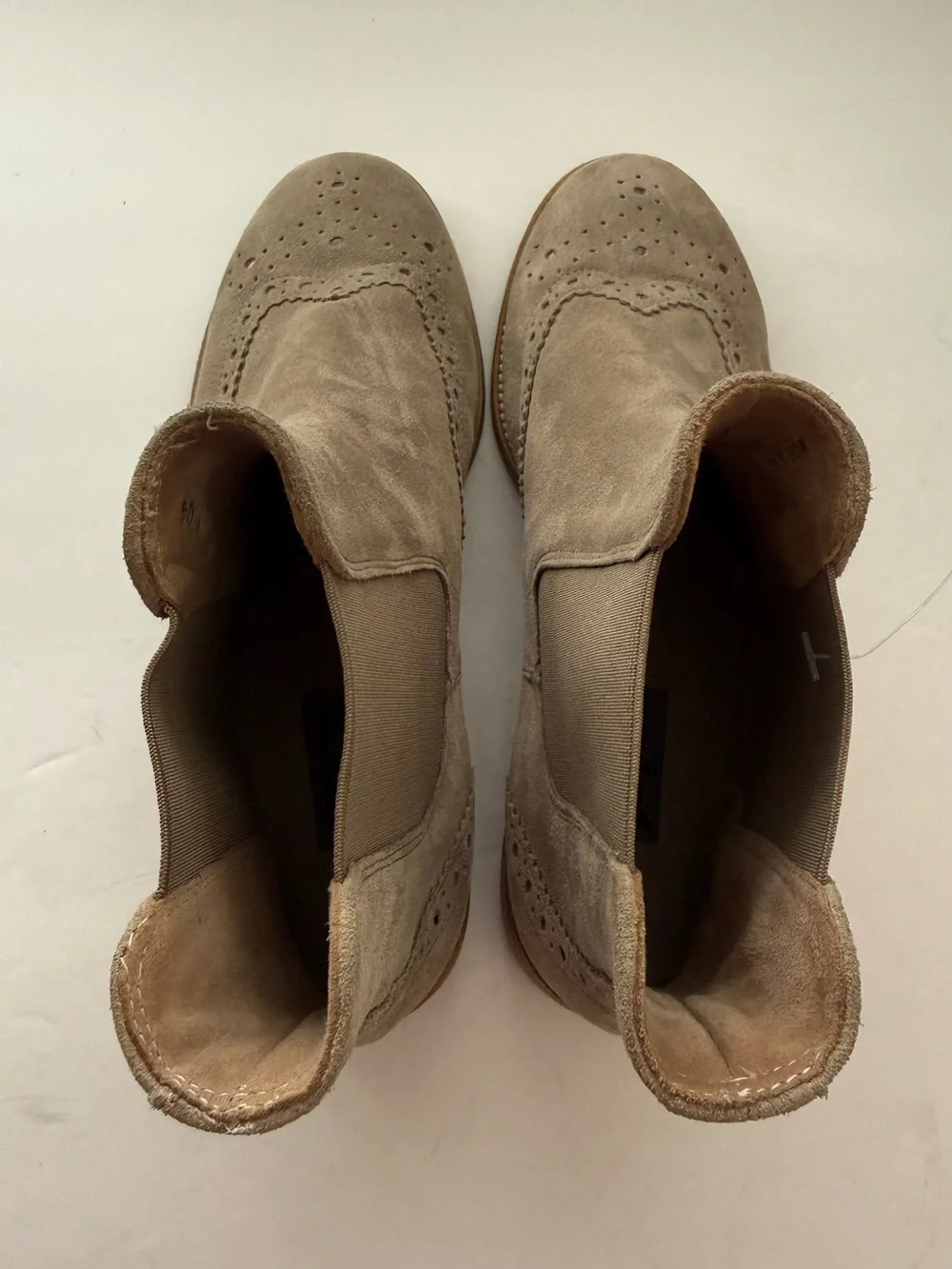 Paul Green Taupe Suede Chukka Brogue Boots Women Ankle US 6.5 l EU 37 l UK 4
